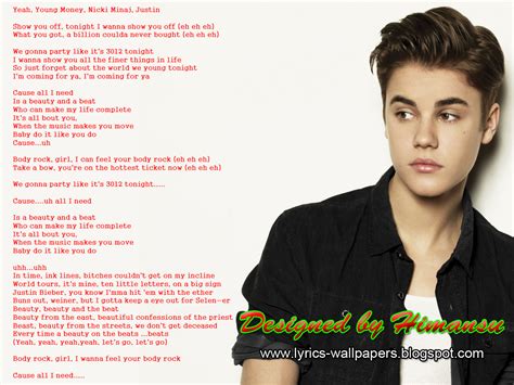 Justin Bieber – Beauty and a Beat Lyrics .
